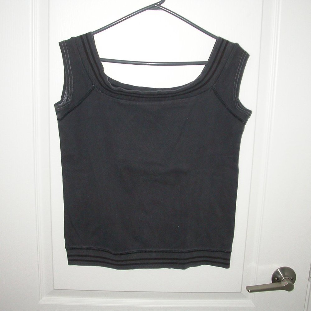 Black Wide Neck Short Sleeve Sweatshirt